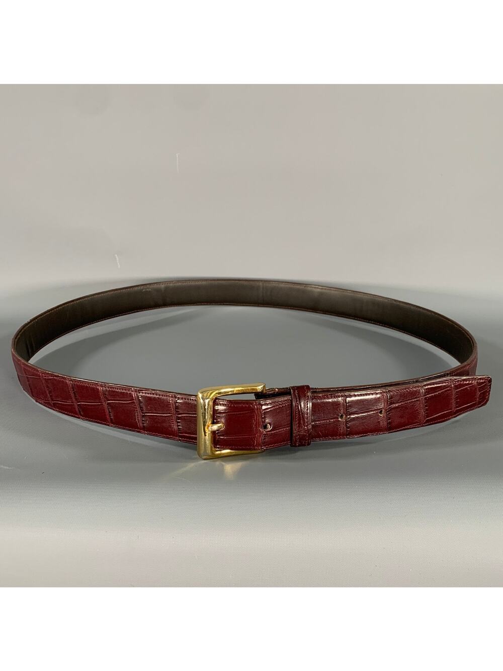 NO BRAND Burgundy Alligator Embossed Leather Belt
